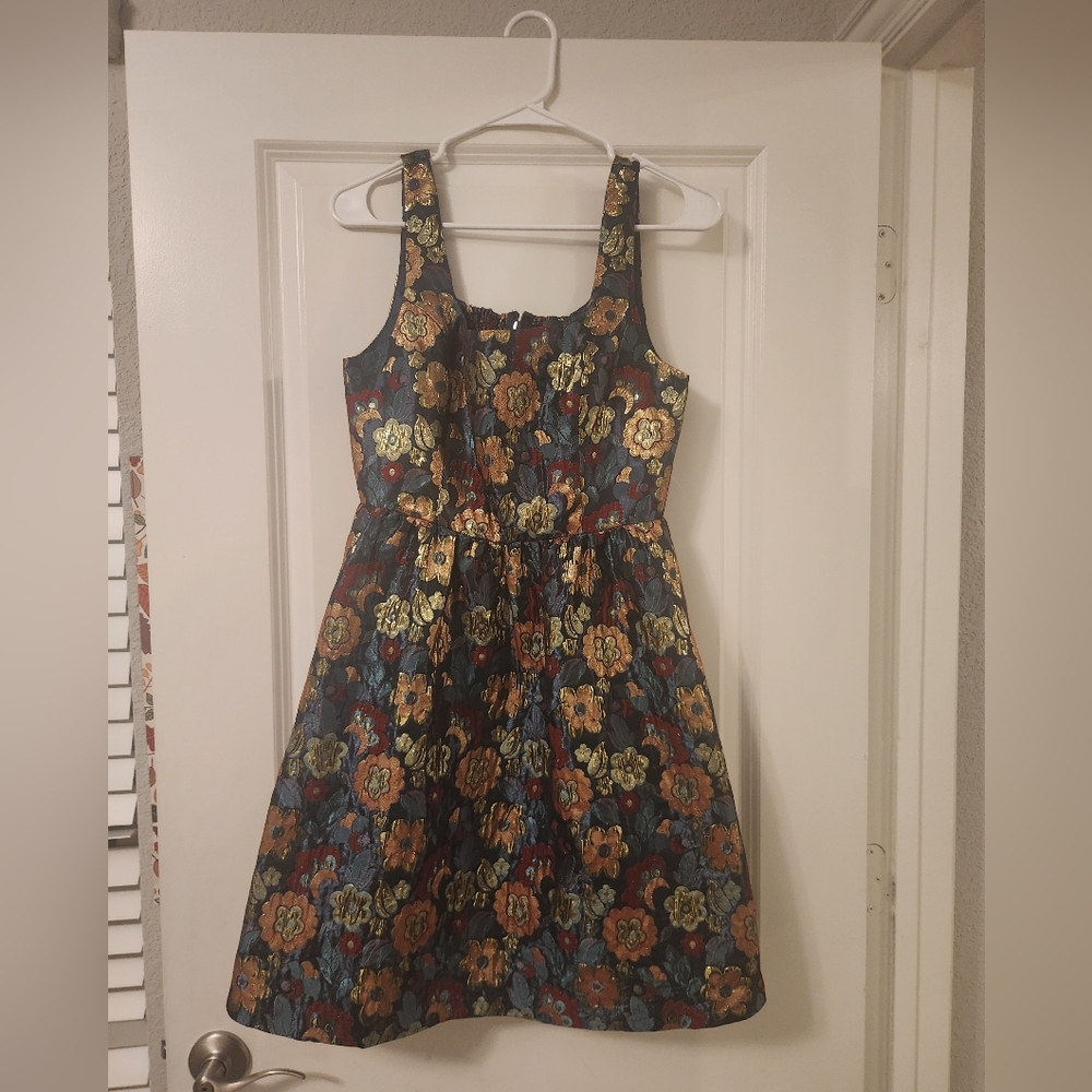 Modcloth Floral Dress - Multicolor and Gold